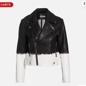 Alice + Olivia Black and White Leather Jacket